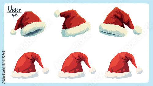 set of vector santa claus hats, cut out