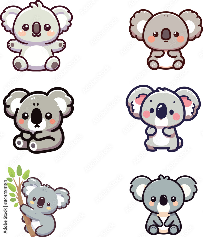 set collection cute koala cartoon mascot vector set collection cute koala cartoon mascot vector