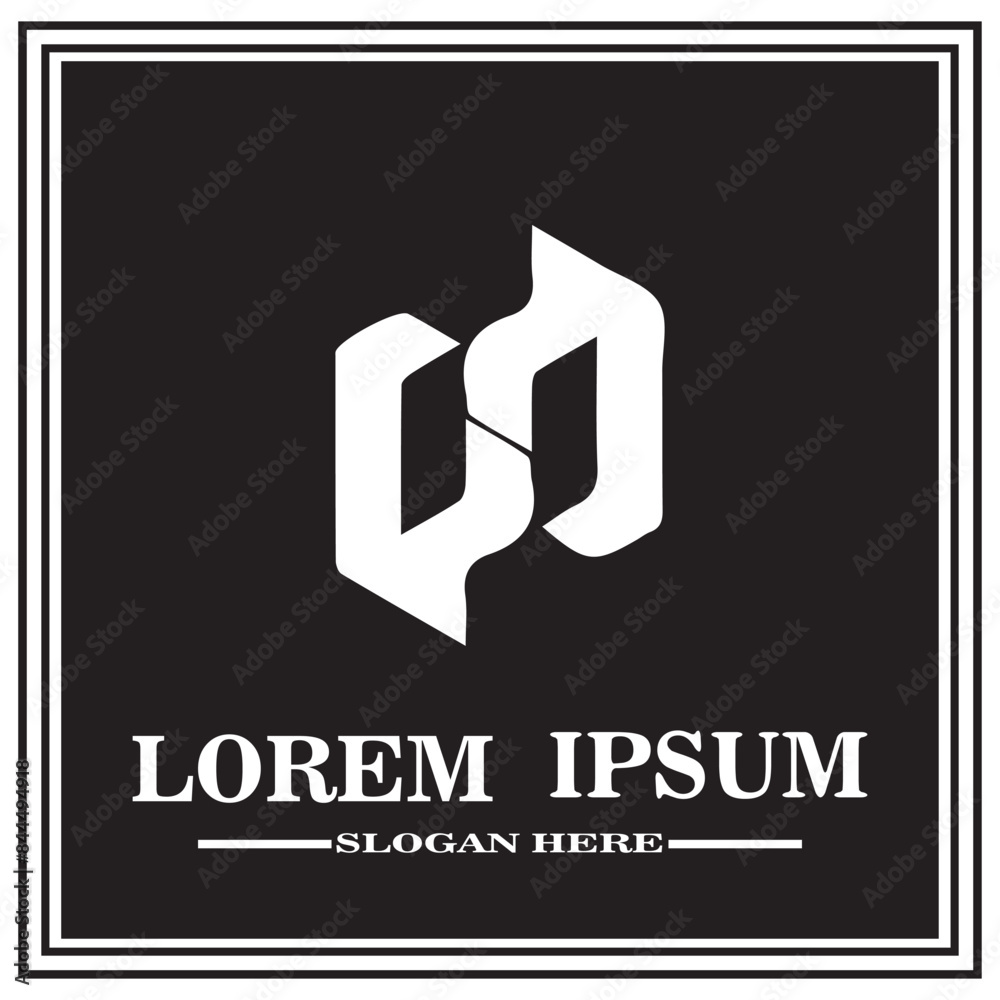 abstract logo design, black and white geometric technology icon