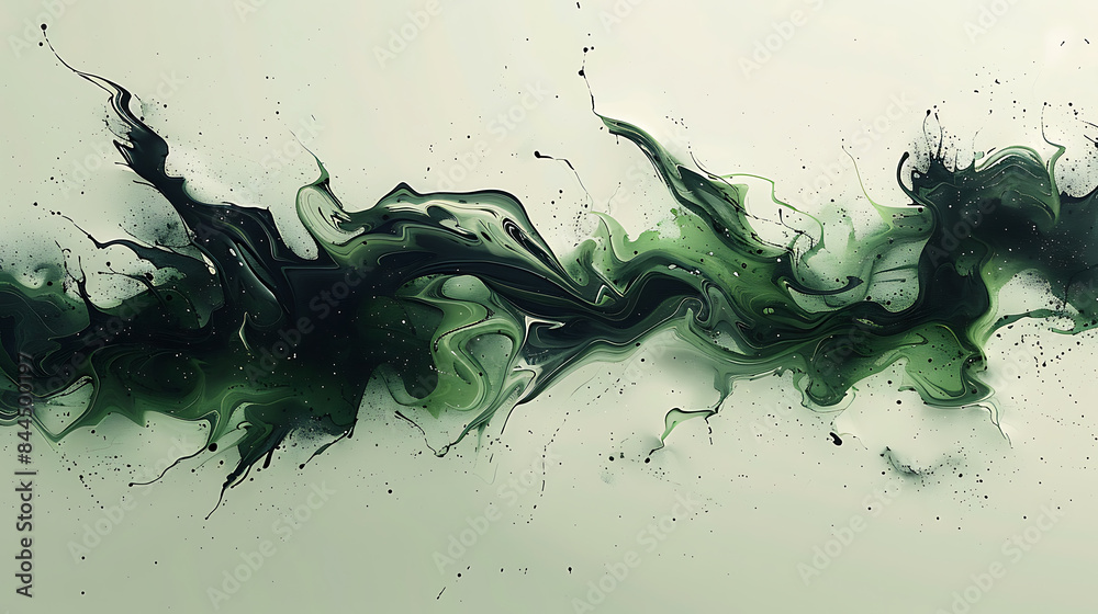 Dynamic Green and Black Fluid Abstract Art Dynamic Green and Black Fluid Abstract Art