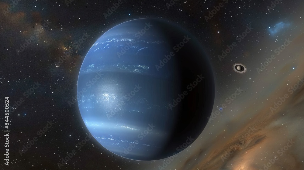 Obraz premium Artist renders exoplanet with star in foreground and distant object in background