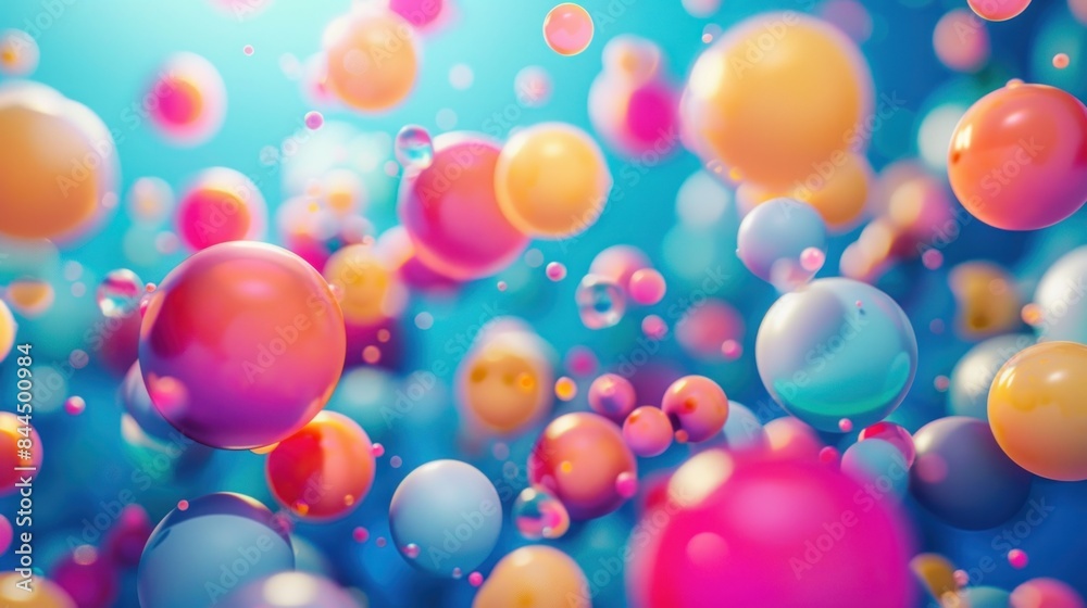 Abstract multi-colored spheres on blue background Abstract multi-colored spheres on blue background