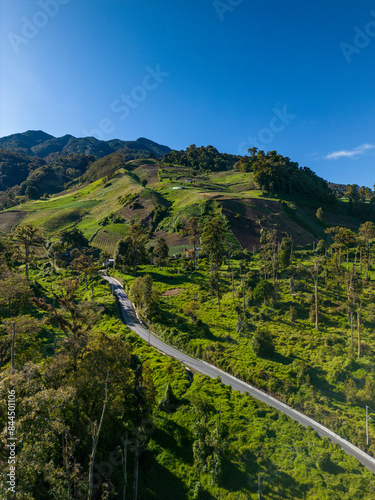 Deforestted hills at the base of Volcan Baru, the tallest peak in Panama, near the town of Cerro Punta, Chiriqui, Panama - stock photo