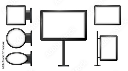 Street sign hanging mounted illuminated lightbox isolated on transparent background. realistic empty blank mockup template. Vector