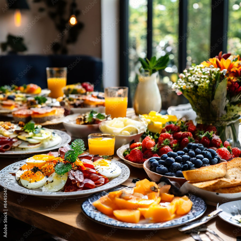 table with fruits and vegetables
