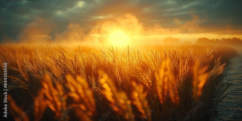 Close up of wheat in the wind at dusk Close up of wheat in the wind at dusk