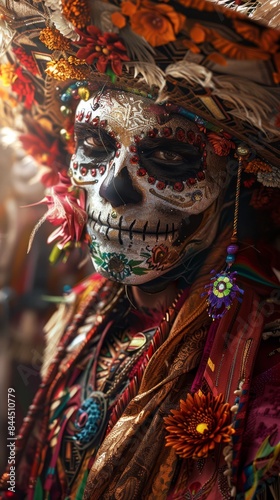 a man with a colorful sombrero and colorful makeup