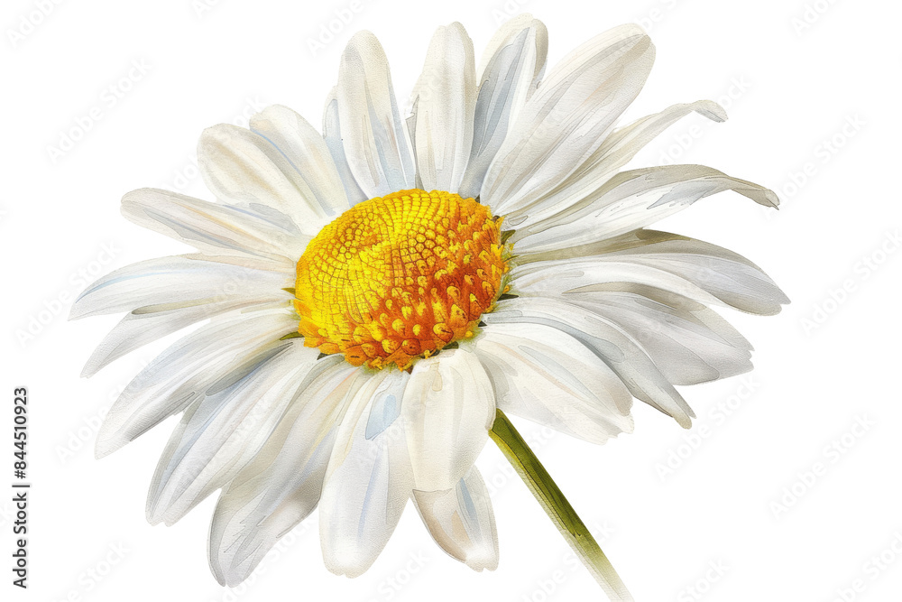 Close-up of a beautiful white daisy flower with a vibrant yellow center, isolated on transparent background. Close-up of a beautiful white daisy flower with a vibrant yellow center, isolated on transparent background.