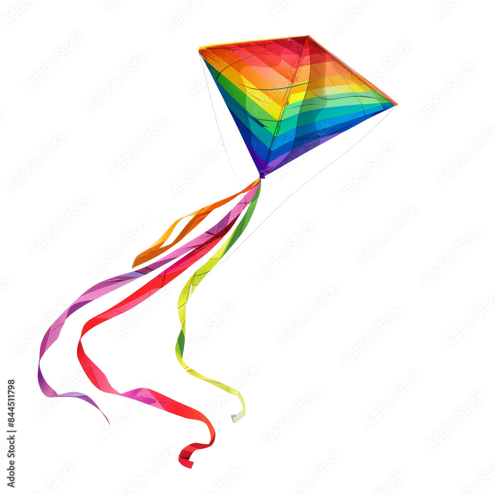 Colorful rainbow kite with long tails isolated on transparent background. Perfect for fun outdoor activities and festive occasions. Colorful rainbow kite with long tails isolated on transparent background. Perfect for fun outdoor activities and festive occasions.