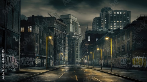 Moody monochrome view of Cortlandt Alley by night