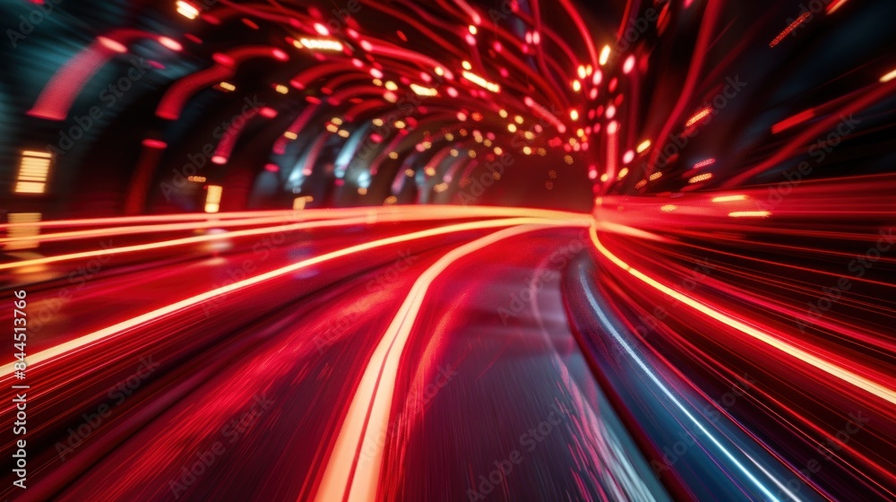 Obraz premium Full frame abstract image of vibrant red light trails