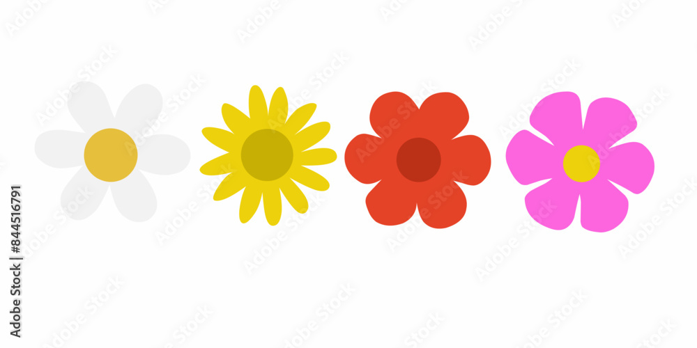 Vector Jasmine Flowers, Sunflowers, Roses and Paper Flowers, Great for Posters, Magazines and Banners