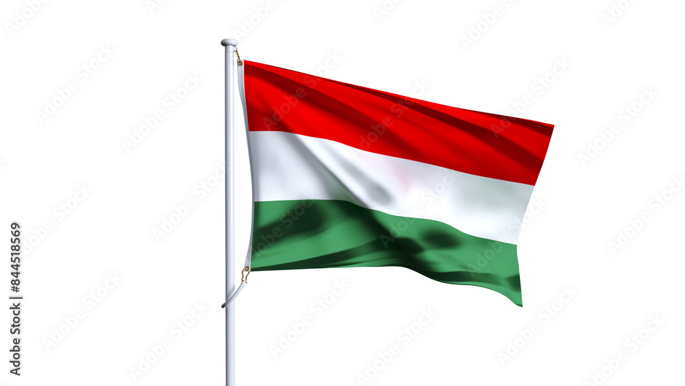 Fototapeta premium Waving flag of hungary isolated on transparent background.