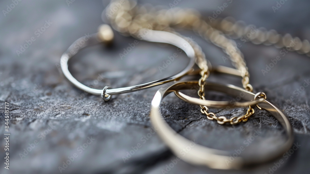 Beautiful golden and silver jewelry close up, jewellery accessories Beautiful golden and silver jewelry close up, jewellery accessories