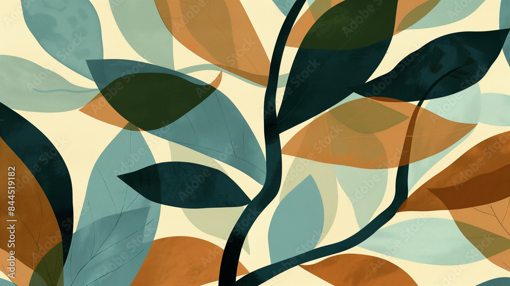 A colorful leaf pattern with earthy tones and organic shapes. A colorful leaf pattern with earthy tones and organic shapes.