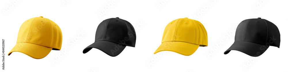 Collection of baseball caps mockup on transparent or white background Collection of baseball caps mockup on transparent or white background