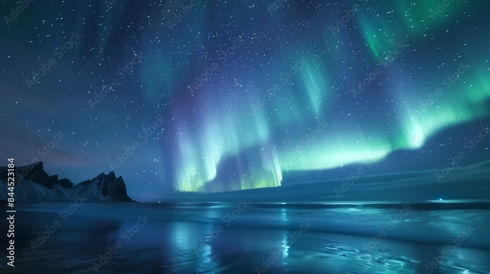 A mesmerizing view of the Northern Lights dancing across the starry sky, painting vivid, enchanting colors.