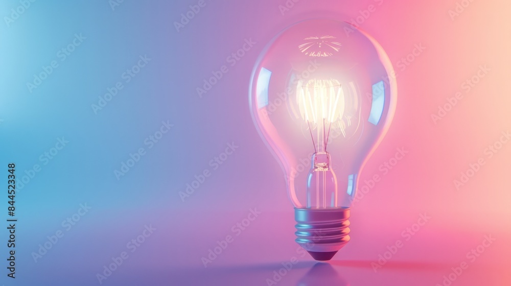 Light bulb minimal idea concept on color gradient background