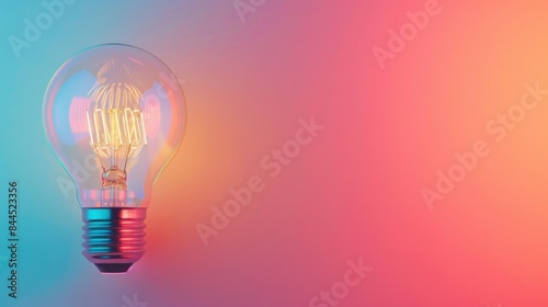 Light bulb minimal idea concept on color gradient background