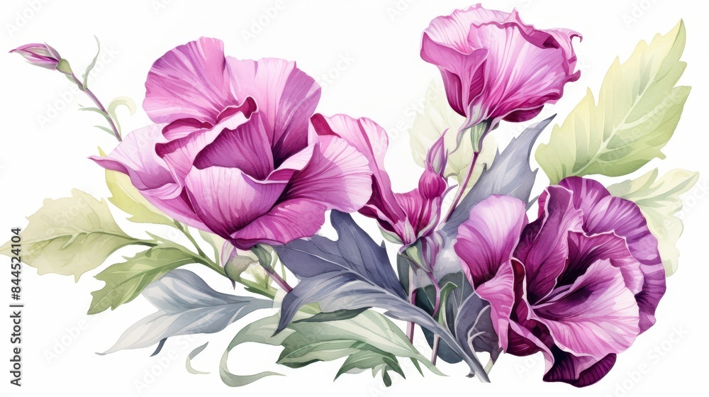Fototapeta premium A watercolor of radicchio clipart, isolated on white background