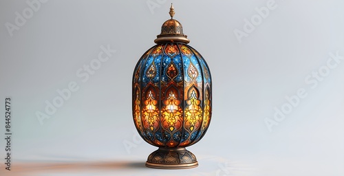 3d illustration of Ramadan Kareem lantern with ornate pattern.