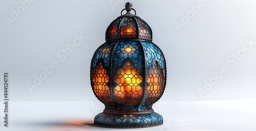 Lantern with burning fire on white background. 3d illustration