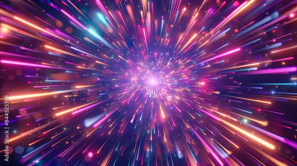 fantastic background Neon lines converging in a psychedelic explosion. An electrifying digital artwork depicting a warp-speed effect with neon light streaks in vibrant fantastic background Neon lines converging in a psychedelic explosion. An electrifying digital artwork depicting a warp-speed effect with neon light streaks in vibrant