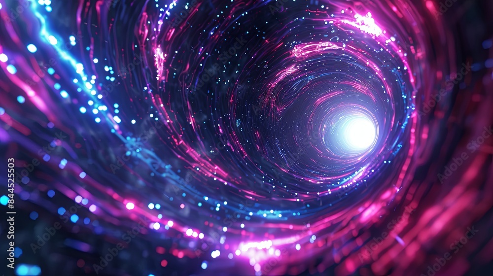 A mesmerizing digital artwork featuring a futuristic, neon-lit tunnel with swirling, vibrant colors in shades of blue, pink, purple, and green, creating a sense of motion and depth A mesmerizing digital artwork featuring a futuristic, neon-lit tunnel with swirling, vibrant colors in shades of blue, pink, purple, and green, creating a sense of motion and depth