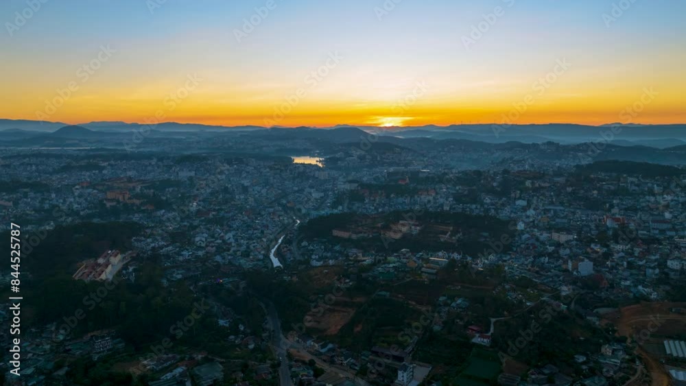 DA LAT, VIET NAM - Hyper lapse Of Sunrise in Da Lat city