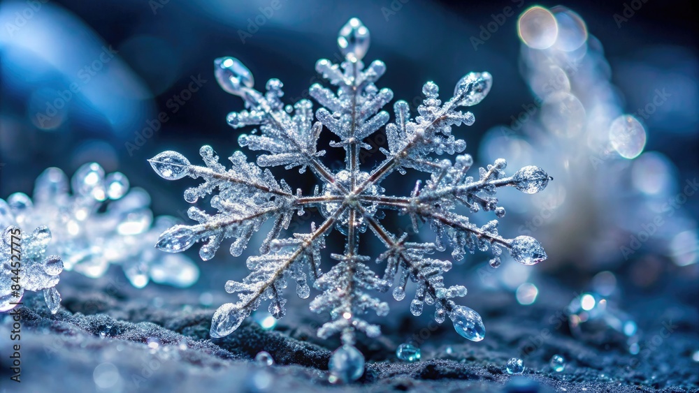 Close-up of a delicate ice crystal. Close-up of a delicate ice crystal.