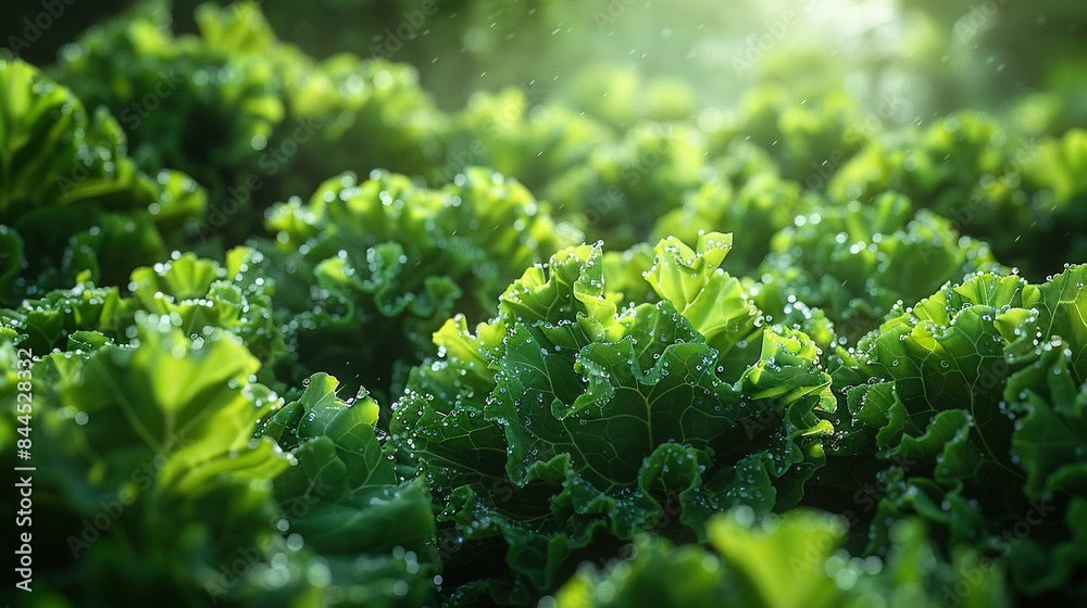 A close-up of green plants with water droplets on their leaves A close-up of green plants with water droplets on their leaves