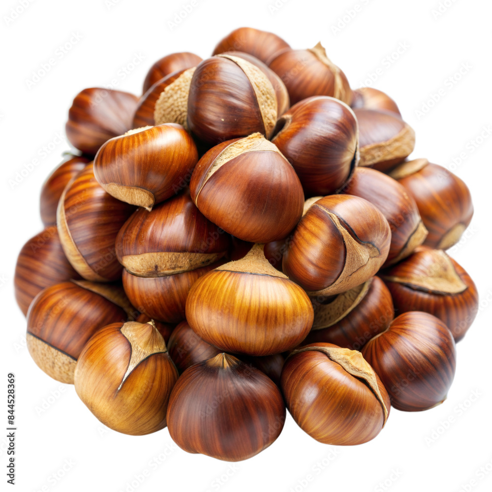 Pile of fresh chestnuts on transparent background Pile of fresh chestnuts on transparent background