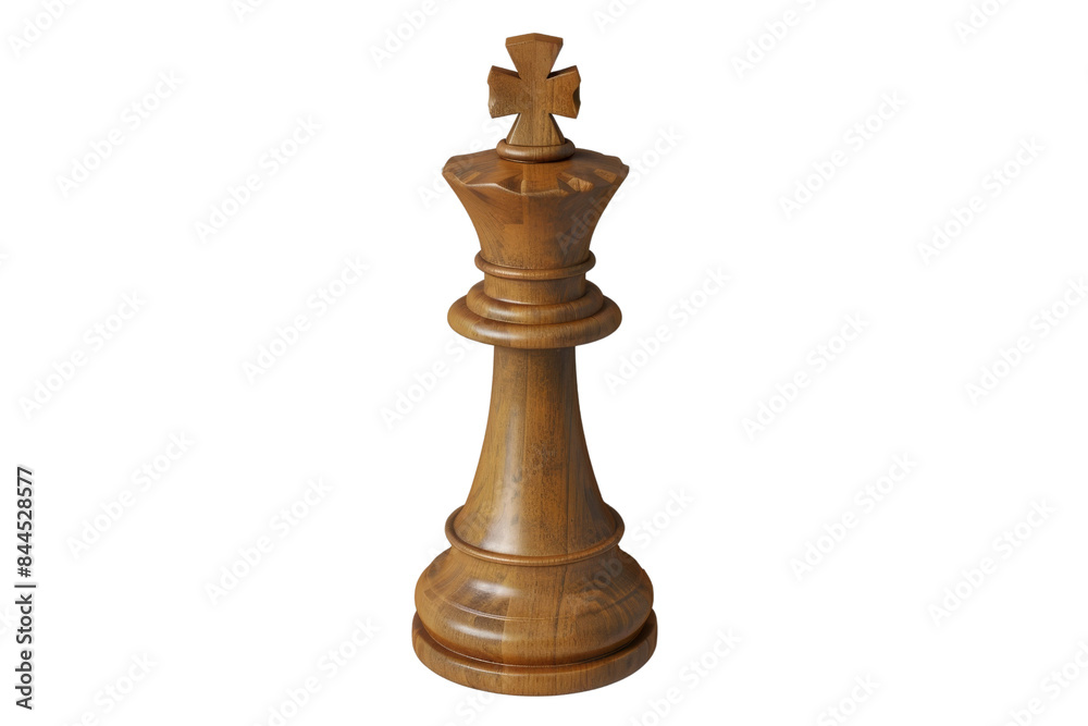 A close-up of a wooden chess king piece standing upright, showcasing intricate craftsmanship and design, isolated on a transparent background. A close-up of a wooden chess king piece standing upright, showcasing intricate craftsmanship and design, isolated on a transparent background.