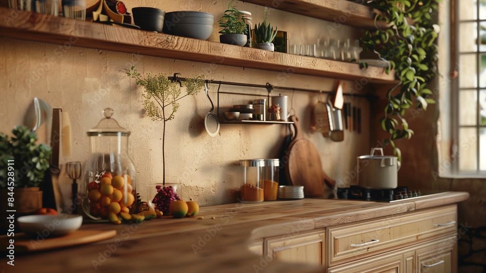 Decorated Countertop in a Modern Rustic Kitchen Decorated Countertop in a Modern Rustic Kitchen