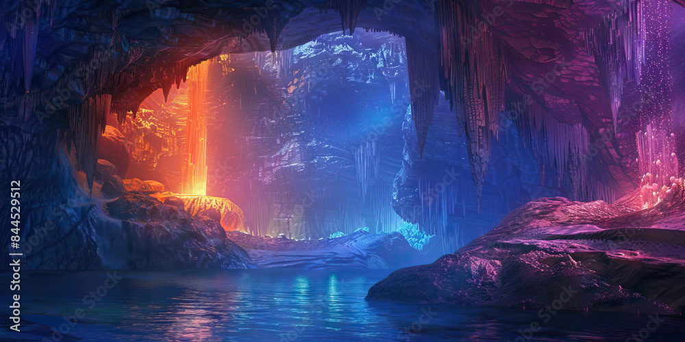 Glowing Abyss: Exploring the Enigmatic Caves Illuminated by Ethereal Light. Glowing Abyss: Exploring the Enigmatic Caves Illuminated by Ethereal Light.