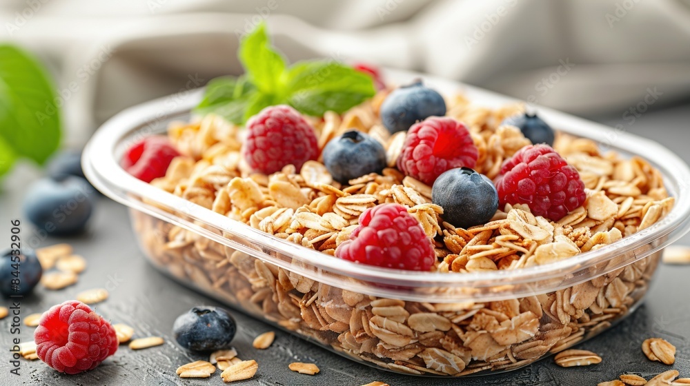 A bowl of oatmeal topped with raspberries, blueberries and more raspberries A bowl of oatmeal topped with raspberries, blueberries and more raspberries