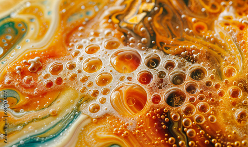 colorful closeup abstract background with bubbles oily liquid texture wallpaper