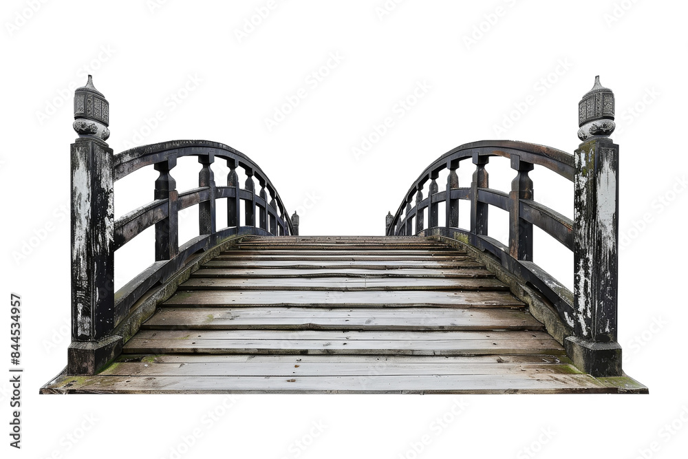 Fototapeta premium Beautiful Wooden Bridge Isolated on Transparent Background