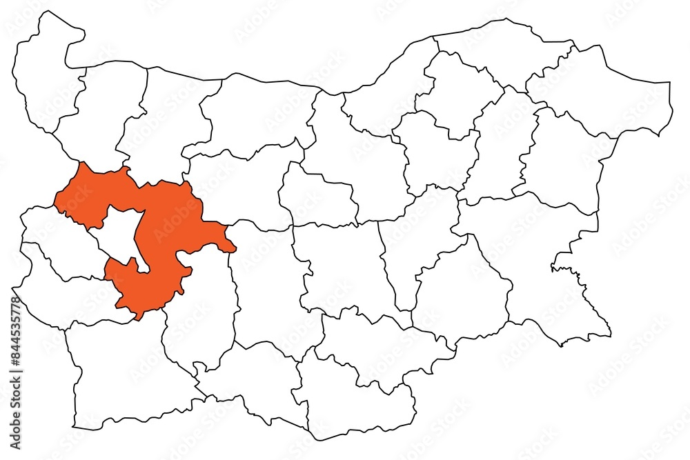 Obraz premium Outline of the map of the region of Bulgaria - Sofia region