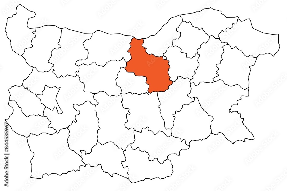 Obraz premium Outline of the map of the region of Bulgaria - Veliko Tarnovo region
