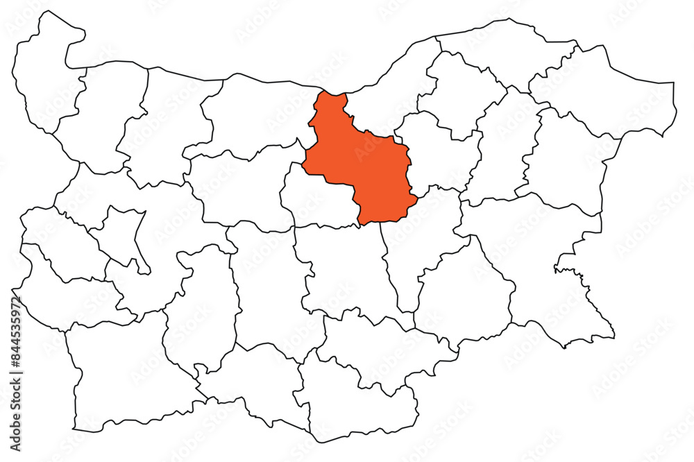 Obraz premium Outline of the map of the region of Bulgaria - Veliko Tarnovo region