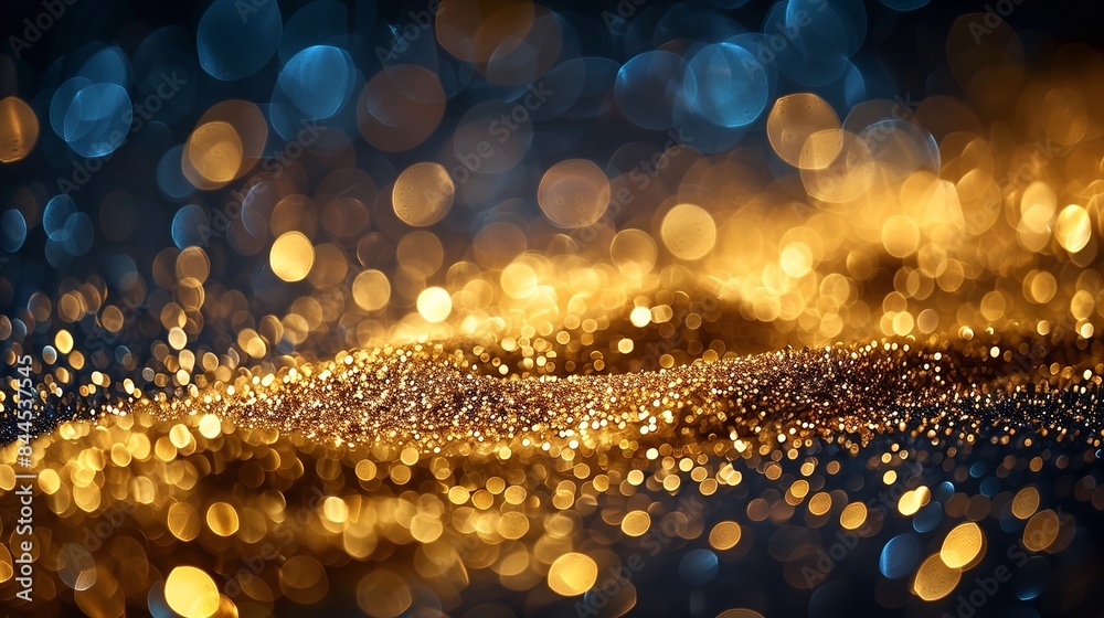 Abstract blurred gold and blue bokeh lights background Abstract blurred gold and blue bokeh lights background