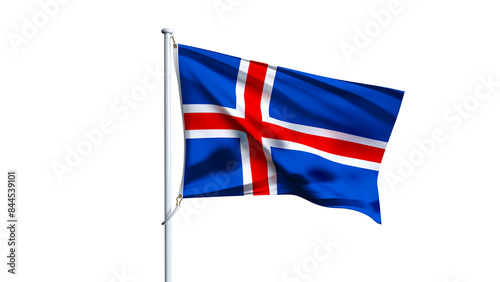 Fotografie Waving flag of iceland isolated on transparent background.