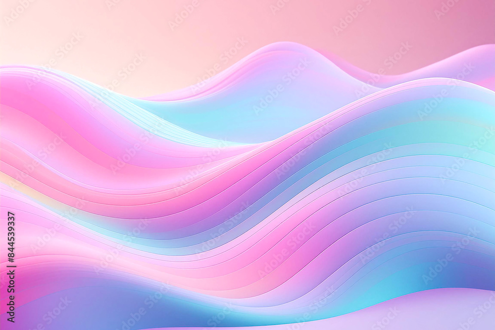 Fototapeta premium Abstract fluid iridescent holographic neon curved wave in motion background