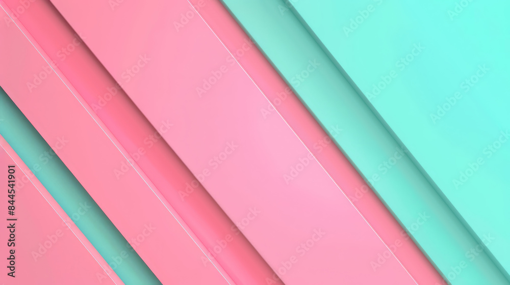 Obraz premium Abstract geometric design with diagonal pink and teal stripes. Suitable for modern backgrounds and graphic elements.