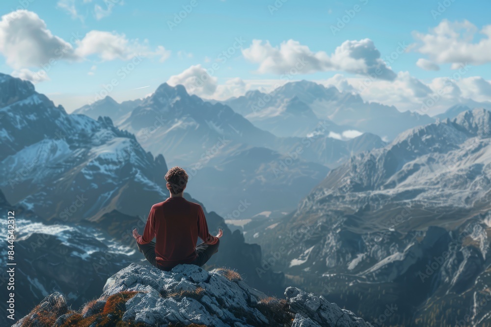 Serene Meditation in High Mountains Serene Meditation in High Mountains
