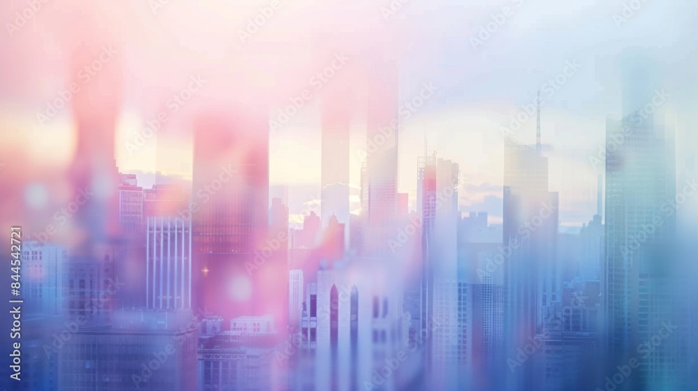 Defocused hues of soft pastel colors mingle with blurred buildings presenting a hazy and dreamy watercolor rendition of an urban landscape. . Defocused hues of soft pastel colors mingle with blurred buildings presenting a hazy and dreamy watercolor rendition of an urban landscape. .