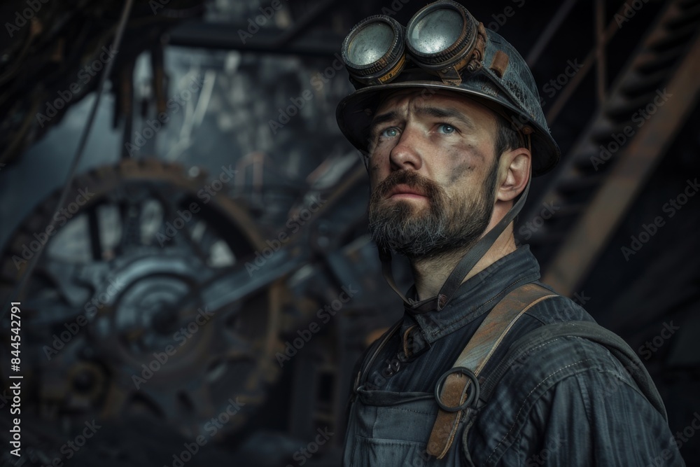 portrait of a miner in a mine