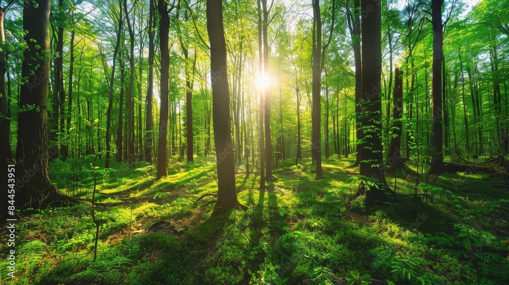 Obraz premium Sunlit Forest Landscape