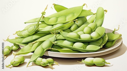 Wallpaper Mural A watercolor of lima beans clipart, isolated on white background Torontodigital.ca